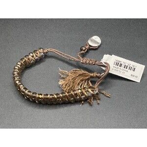 J JILL Crystal Beads Wrapped stranded Brown Cord Bracelet W Tassel | $39 Retail